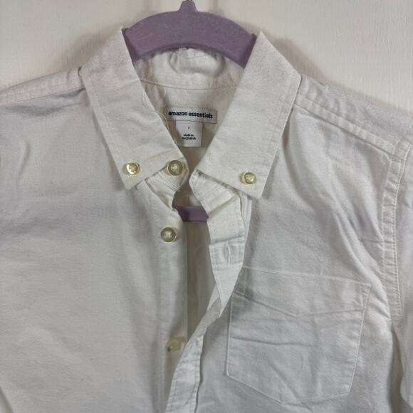 Amazon Essentials Kids White Button Down Shirt L 10 NWT - Picture 3 of 9